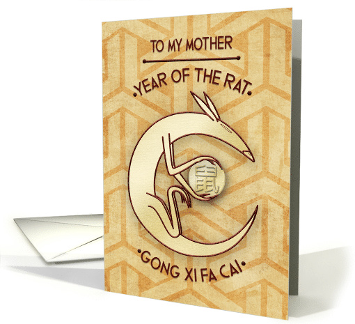 Chinese New Year of the Rat Gong Xi Fa Cai to Mother Stylized Rat card