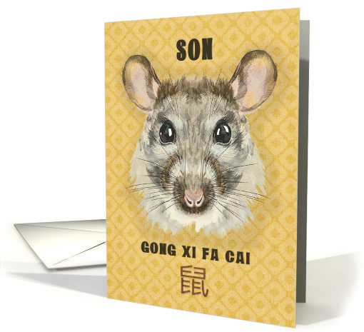 Happy Chinese New Year of the Rat to Son Painterly Rat card (1578180)