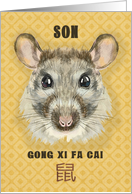 Happy Chinese New Year of the Rat to Son Painterly Rat card