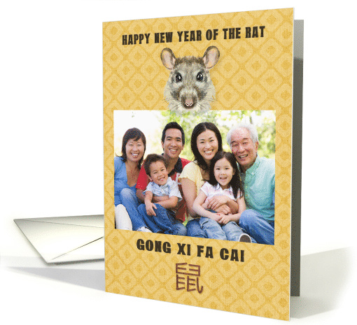 Happy Chinese New Year of the Rat Painterly Rat Custom Photograph card