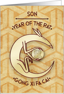 Happy Chinese New Year Year of the Rat to Son Stylized Rat card