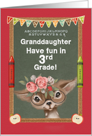 Back to School for Granddaughter in 3rd Grade Cute Deer and Chalkboard card