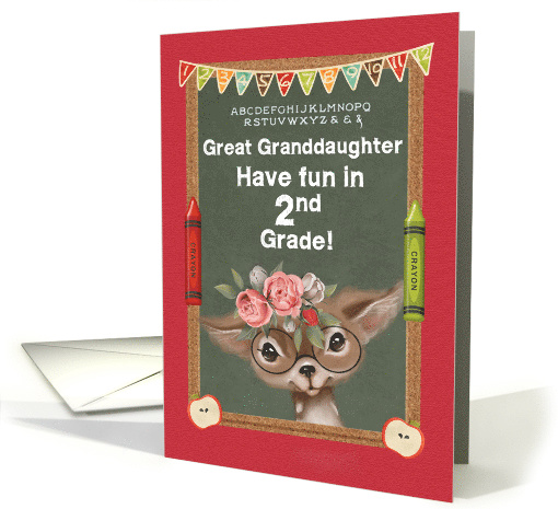 Back to School for Great Granddaughter in 2nd Grade Cute Deer card