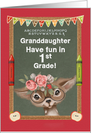 Back to School for Granddaughter in 1st Grade Cute Deer and Chalkboard card