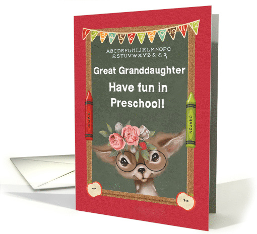 Back to School for Great Granddaughter in Preschool Cute Deer card