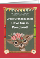 Back to School for Great Granddaughter in Preschool Cute Deer card