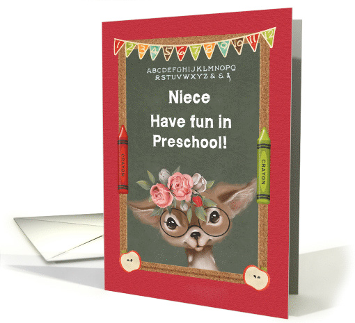 Back to School for Niece in Preschool Cute Deer and Chalkboard card