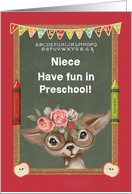 Back to School for Niece in Preschool Cute Deer and Chalkboard card