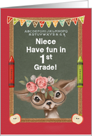 Back to School for Niece in 1st Grade Cute Deer and Chalkboard card