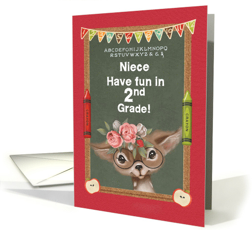 Back to School for Niece in 2nd Grade Cute Deer and Chalkboard card