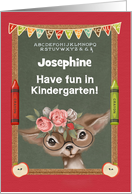 Back to School Custom Name Kindergarten Cute Girly Deer card