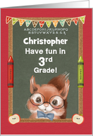 Back to School Custom Name 3rd Grade Boyish Squirrel card