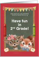 Back to School 2nd Grade Boyish Squirrel and Girly Deer card