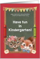 Back to School to Kindergarten Boyish Squirrel and Girly Deer card