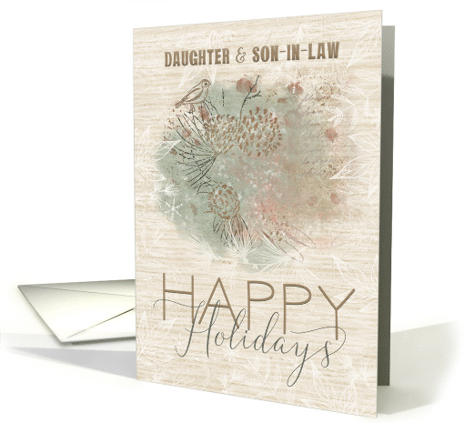 Happy Holidays to Daughter and Son in Law Pine Tree with Bird card
