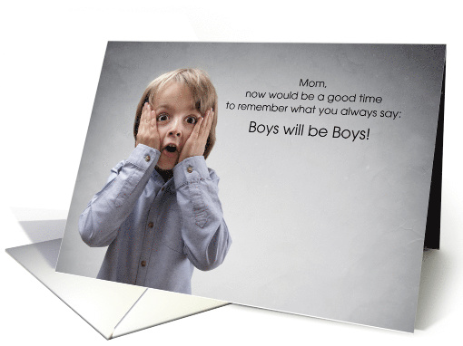 I'm Sorry Mom Remember Boys will be Boys Apology from Son card