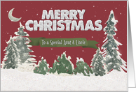 Merry Christmas to a Special Aunt and Uncle Pine Trees and Snow Scene card