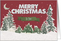 Merry Christmas Pine Trees Snow Scene card