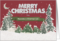 Merry Christmas Custom Business Name Pine Trees Snow Scene card
