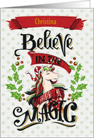 Merry Christmas Custom Name Magical Holiday Unicorn card