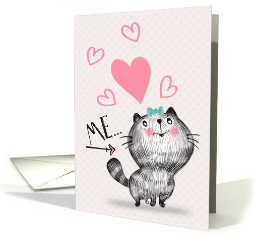Happy Valentine's Day Girly Cat in Love card (1593470)