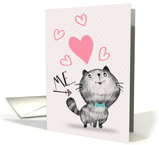 Happy Valentine's Day Boyish Cat in Love card (1593510)