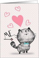 Happy Valentine’s Day Boyish Cat in Love card