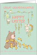 Happy Easter to Great Granddaughter Springtime Bear and Bunnies card