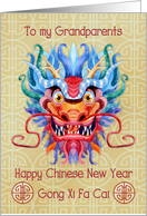 Happy Chinese New Year to Grandparents Colorful Dragon Head card