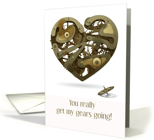 Happy Valentine's Day Steampunk Heart with Gears Humorous card