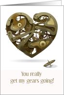 Happy Valentine’s Day Steampunk Heart with Gears Humorous card