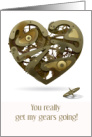 Happy Valentine’s Day Steampunk Heart with Gears Humorous card