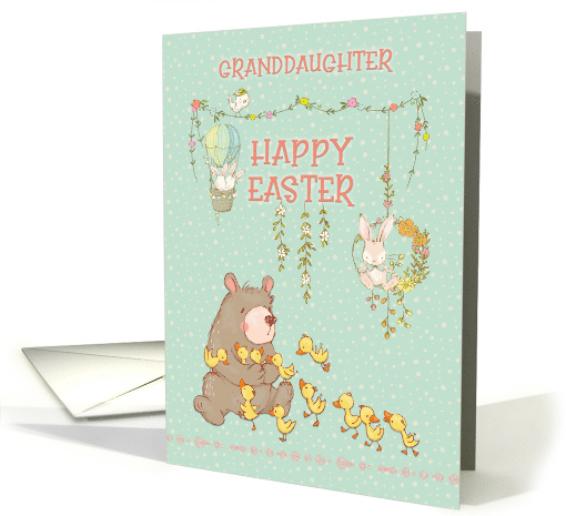 Happy Easter to Granddaughter Springtime Bear and Bunnies card