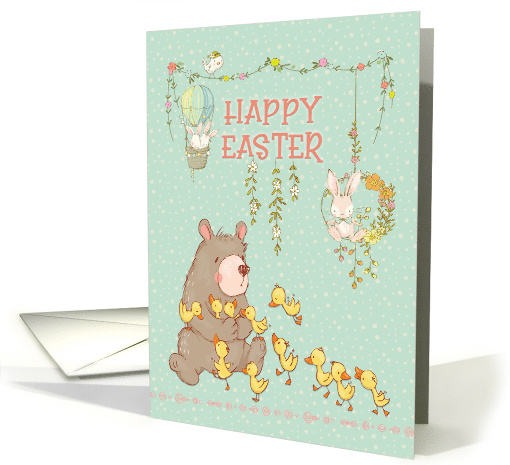 Happy Easter Springtime Fun with a Bear and Bunnies card (1598616)