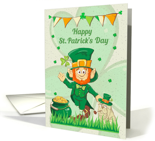 Happy St. Patrick's Day Leprechaun with Kettle of Gold card (1601928)