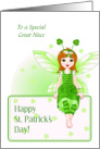 Happy St. Patrick’s Day to Great Niece Cute Irish Girl Fairy card