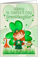 Granddaughter Happy St. Patrick’s Day Cute Girl with Shamrocks card