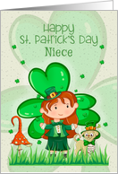 Happy St. Patrick’s Day to Niece Cute Girl with Shamrocks card