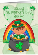 Happy St. Patrick’s Day to Step Son Little Boy in Pot of Gold card