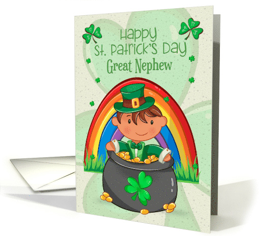 Happy St. Patrick's Day to Great Nephew Little Boy in Pot of Gold card