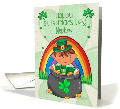 Happy St. Patrick's Day to Nephew Little Boy in Pot of Gold card