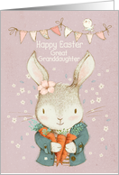 Happy Easter to Great Granddaughter Cute Bunny and Bird card