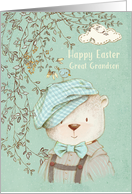 Happy Easter to Great Grandson Cute Bear and Bird card