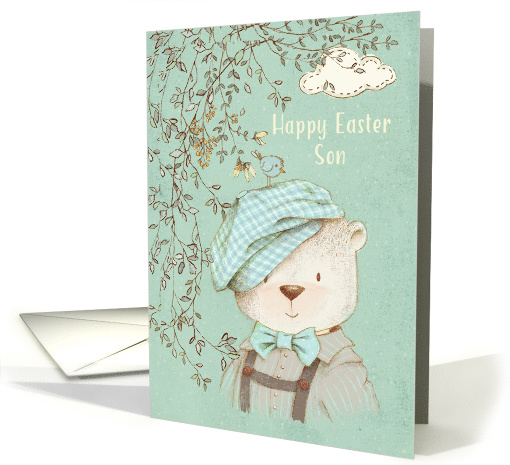 Happy Easter to Son Cute Bear and Bird card (1604974)