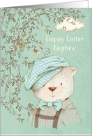 Happy Easter to Nephew Cute Bear and Bird card