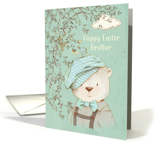 Happy Easter to Brother Cute Bear and Bird card (1604980)