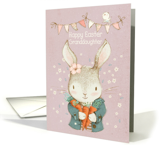 Happy Easter to Granddaughter Cute Bunny and Bird card (1605192)