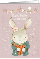 Happy Easter to Great Niece Cute Bunny and Bird card