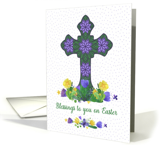 Easter Blessings Mandala Cross with Pretty Flowers card (1605710)