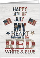Happy 4th of July Patriotic Word Art with American Flags card